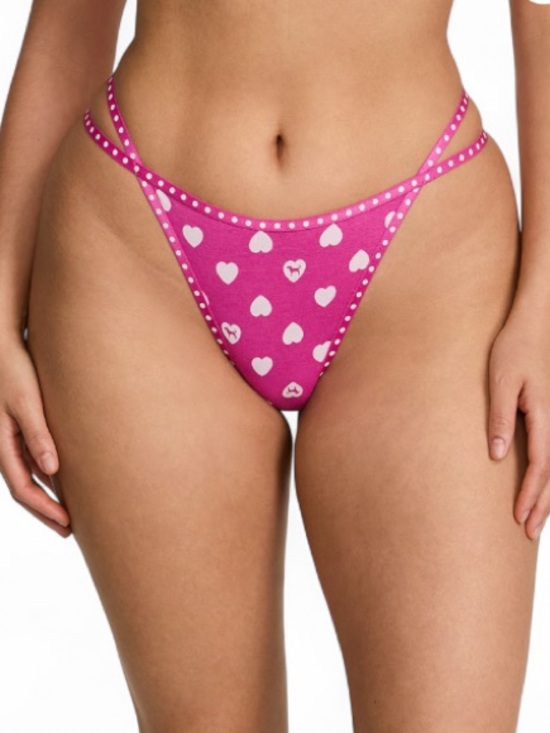 PINK Victoria's Secret Other - 🆕💕 Polka Dot Y2K Double Strappy Logo Thong PINK Victoria Secret Small NWT